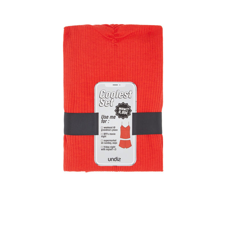 Juego de pijama de dos piezas de punto raycooliz rojo.