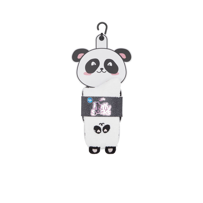 Calcetines de pelo de imitación panda fufupandaiz blanco.