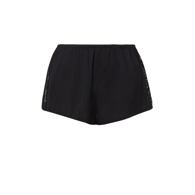 Shorts de satén con encaje acanalado newjimacquiz negro.
