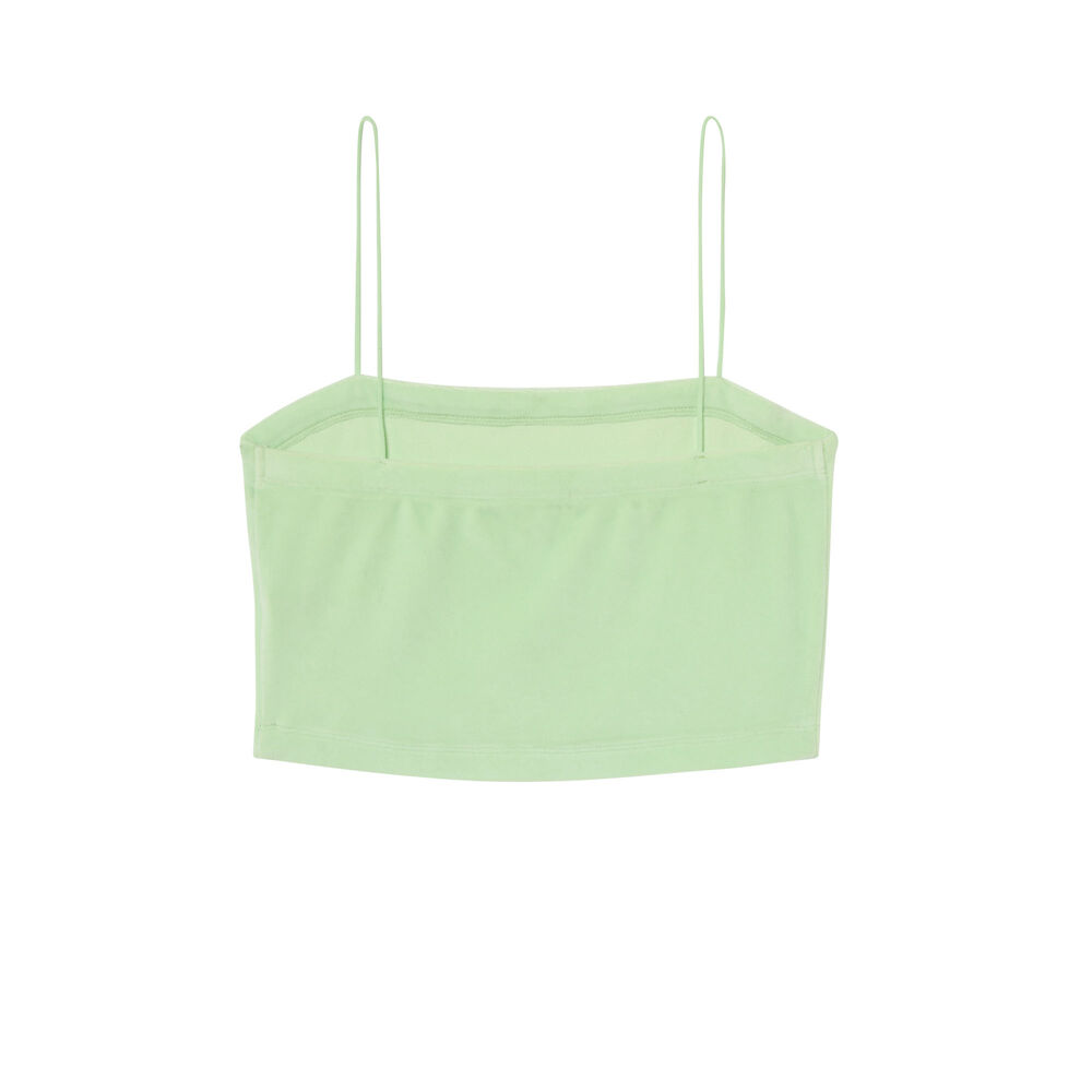 Top de terciopelo con tirantes finos - verde verde.
