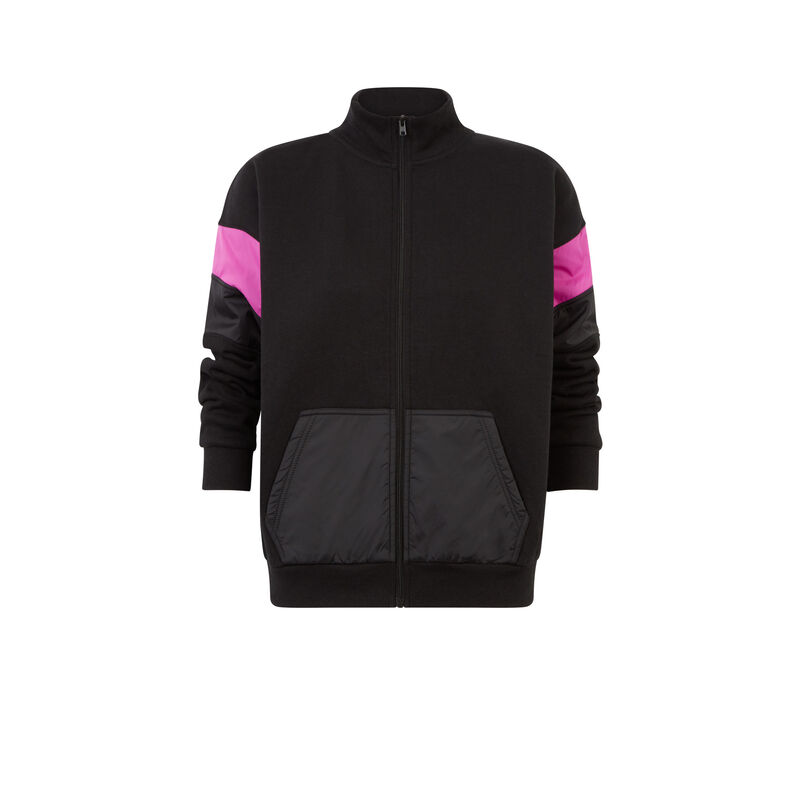 Chaqueta con cremallera y detalles en la manga - negra Chaqueta con cremallera y detalles en la manga - negra;