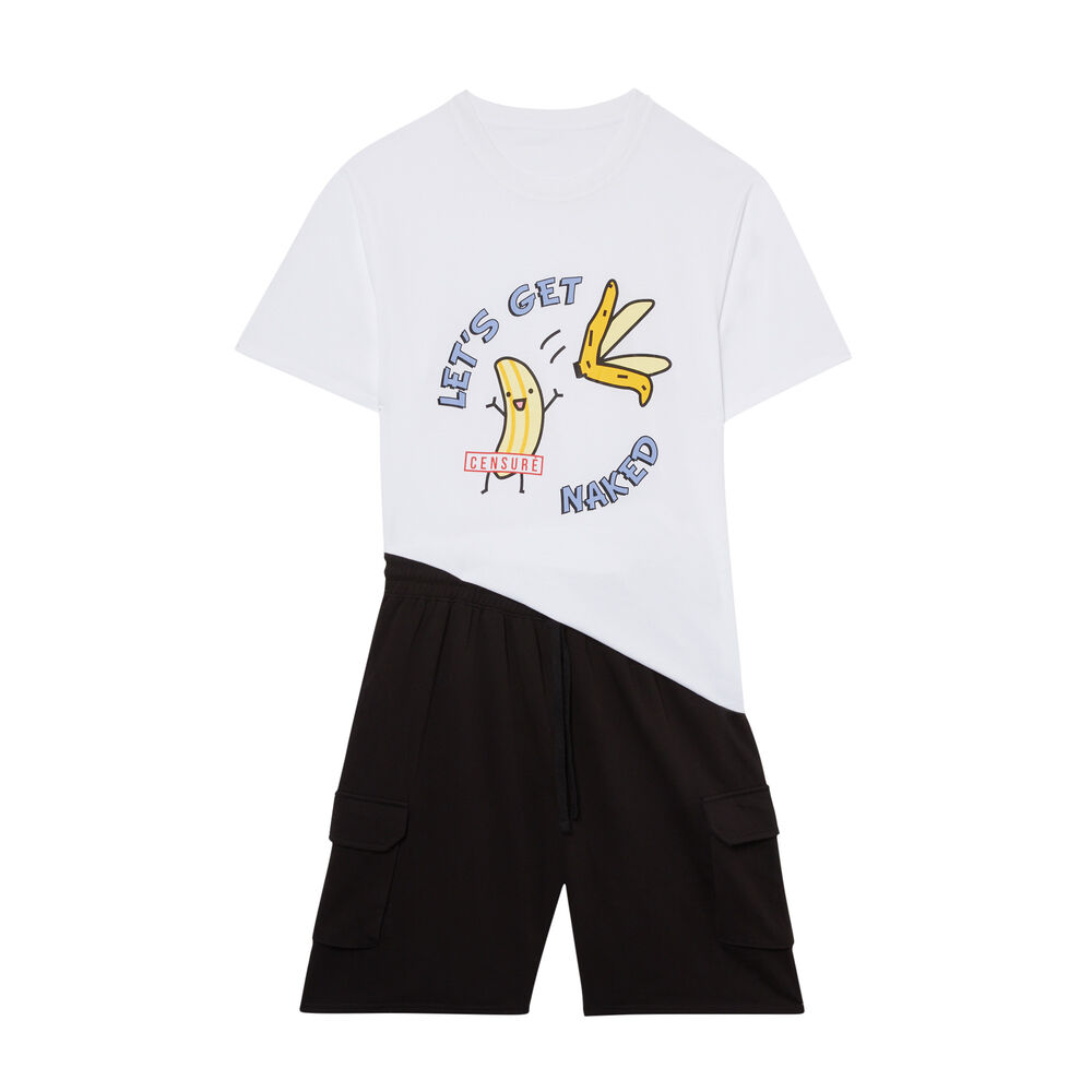 Conjunto de pijama con estampado de plátano - blanco blanco.