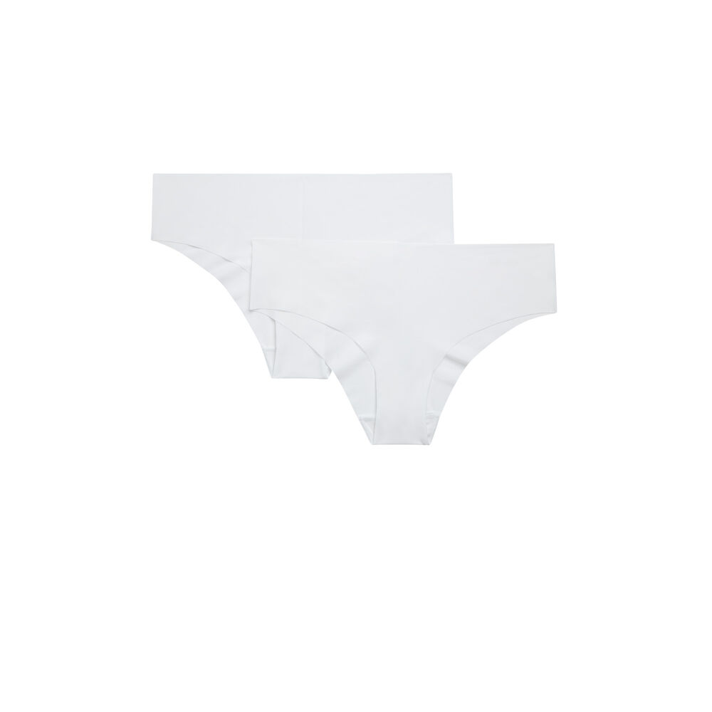 Juego de 2 braguitas culotte blancas de microfibra blanco.
