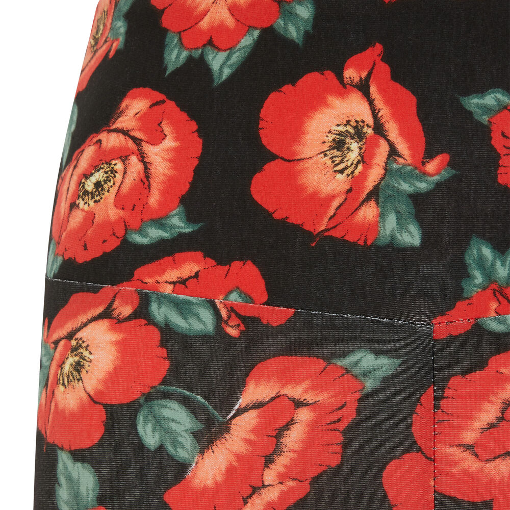 Pantalón ciclista de talle alto con estampado de flores - negro negro.