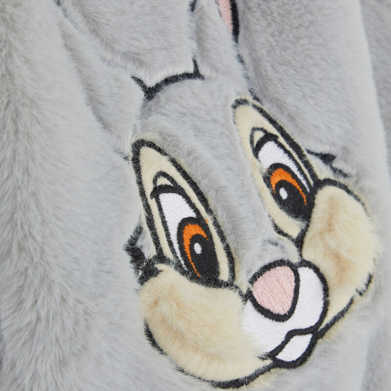 Sudadera polar con capucha y bordado de tambor panpaniz gris.