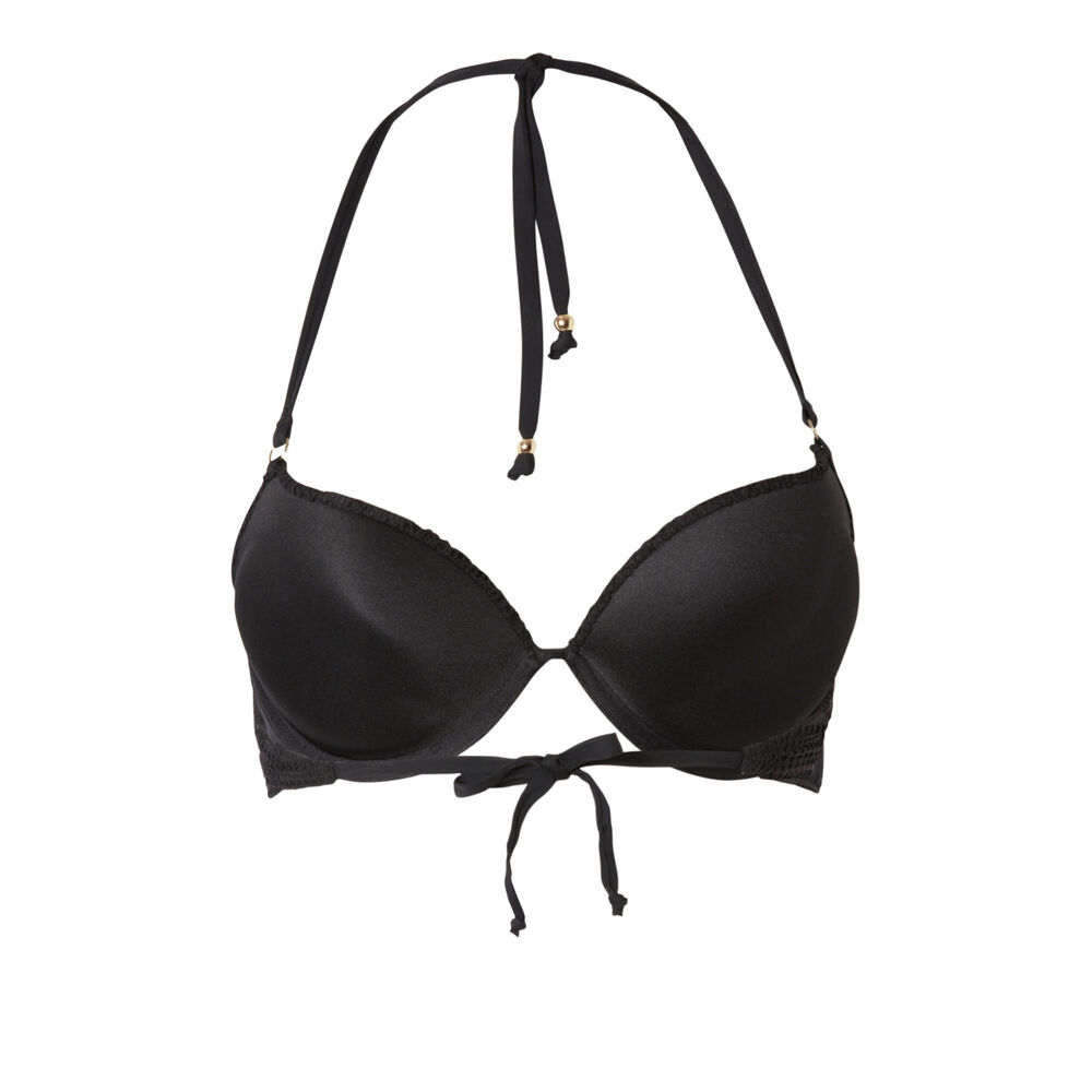 Parte de arriba de bikini push-up de ganchillo con espalda abierta - negro negro.