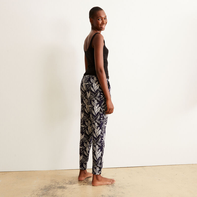 pantalón con motivos de hojas - azul pantalón con motivos de hojas - azul ;