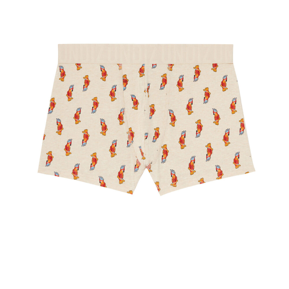 Bóxer de algodón con estampados de loro - crudo crudo.