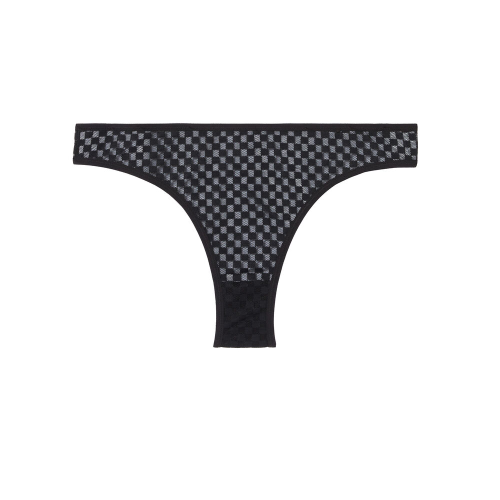 Braguita de rejilla efecto tablero de damas - negro negro.