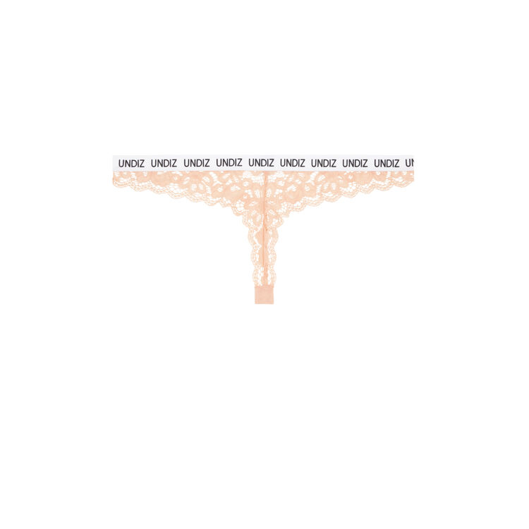 Tanga de encaje secretiz rosa pastel.