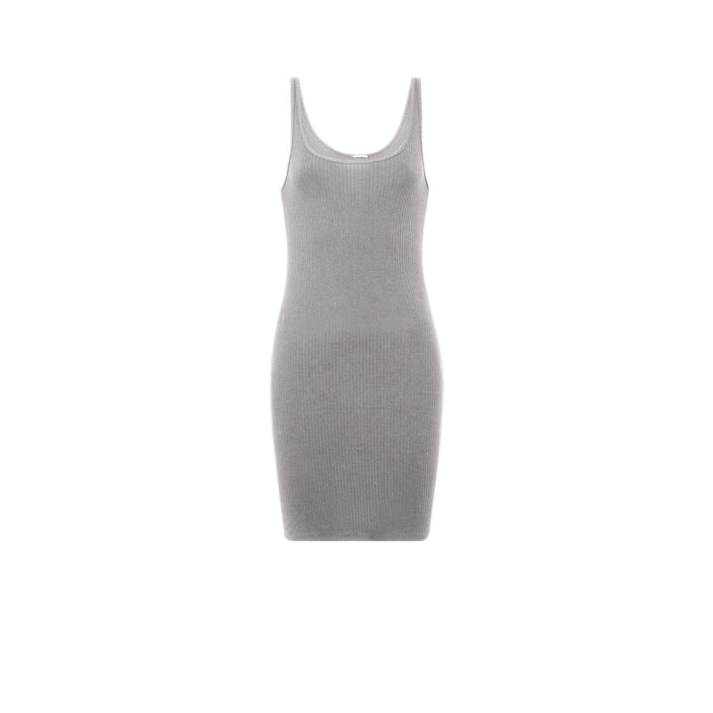 Vestido liso con forma de camiseta sin mangas - gris Vestido liso con forma de camiseta sin mangas - gris;