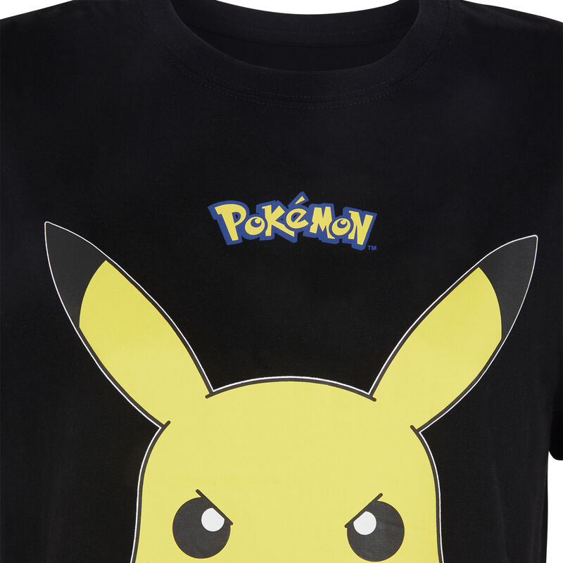 Top de manga corta con estampado pikachu pickabatiz negro.