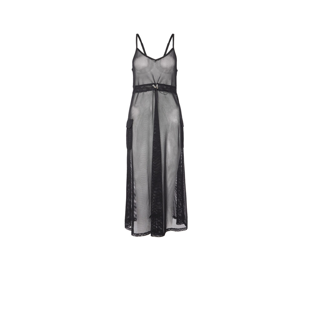 Vestido de tul transparente con detalle elástico - negro negro.