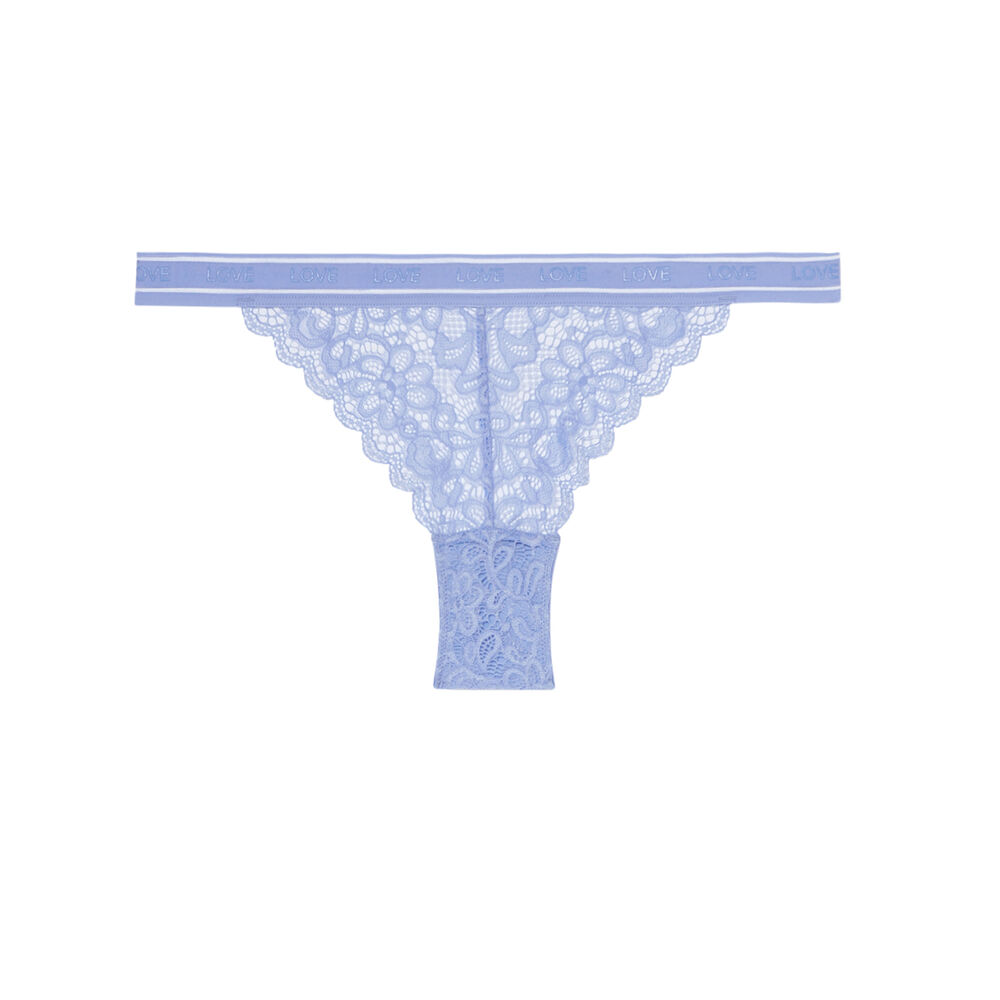 Braguita tanga de encaje con detalle de cinta elástica - azul cielo azul.