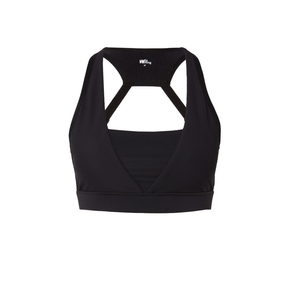 Sujetador deportivo con detalle abierto en la espalda - negro negro.