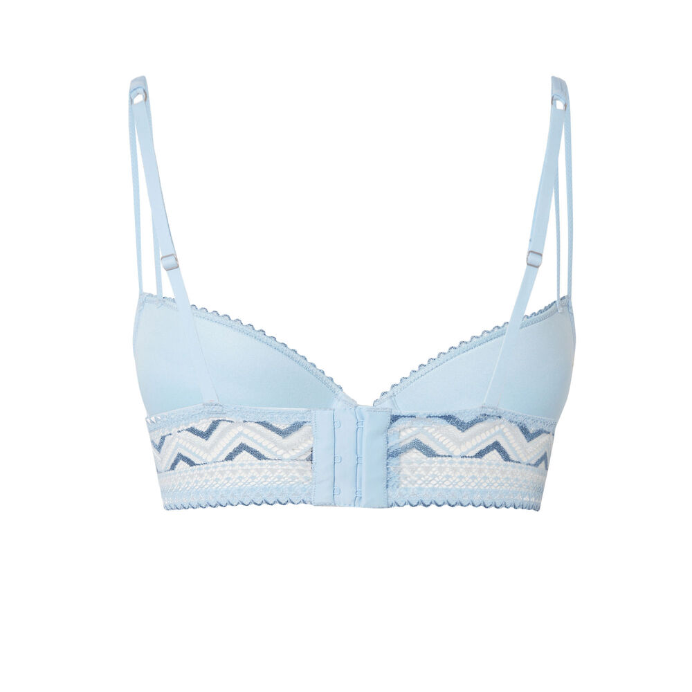 Sujetador push-up de encaje bicolor - azul azul.