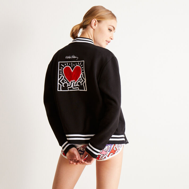 top con estampado de corazones Keith Haring - negro top con estampado de corazones Keith Haring - negro;
