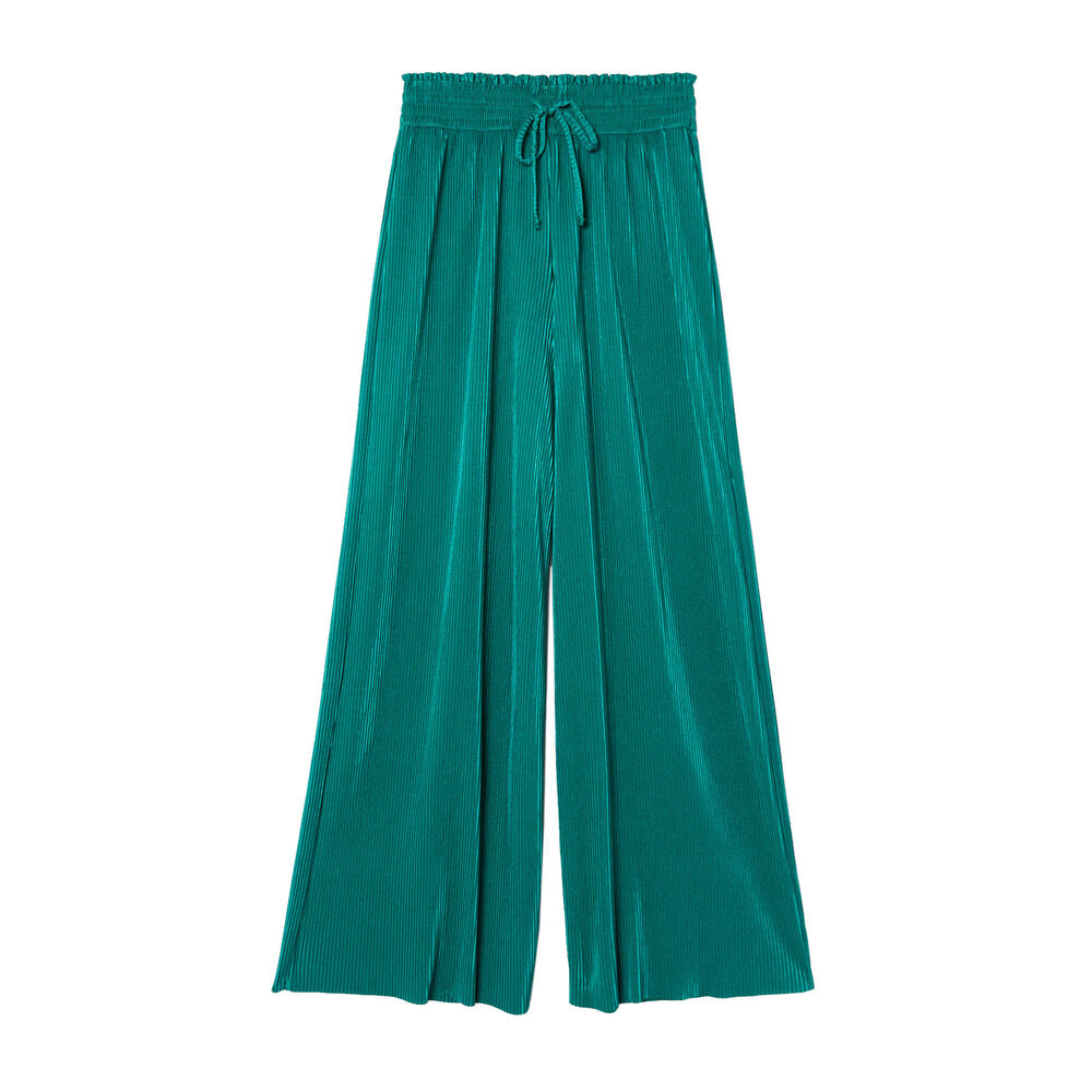 Pantalón plisado con elástico fruncido - verde verde.