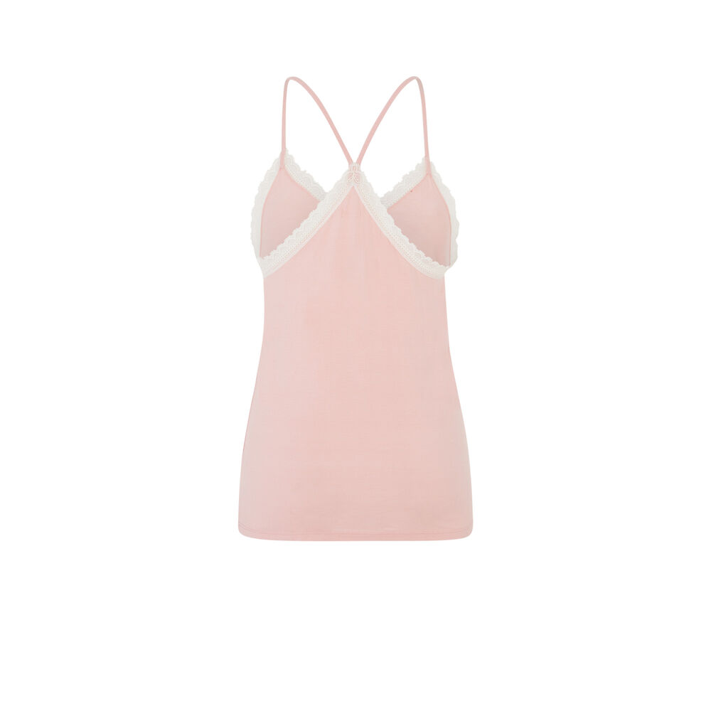 Top de punto con tirantes finos - rosa rosa.