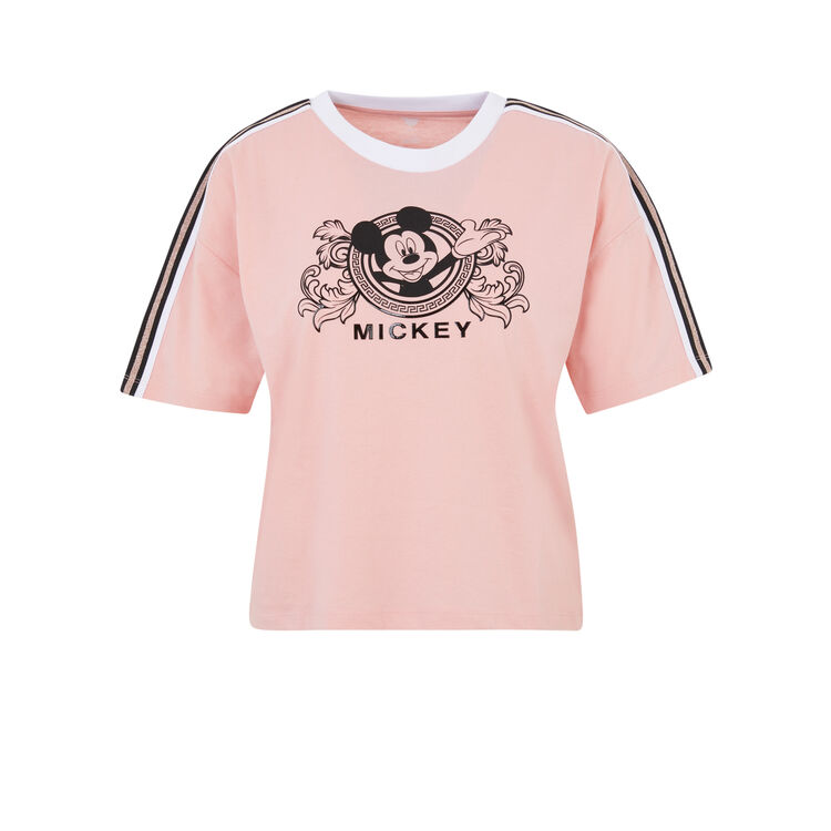 Top de manga corta con estampado mickey lomickiz rosa.