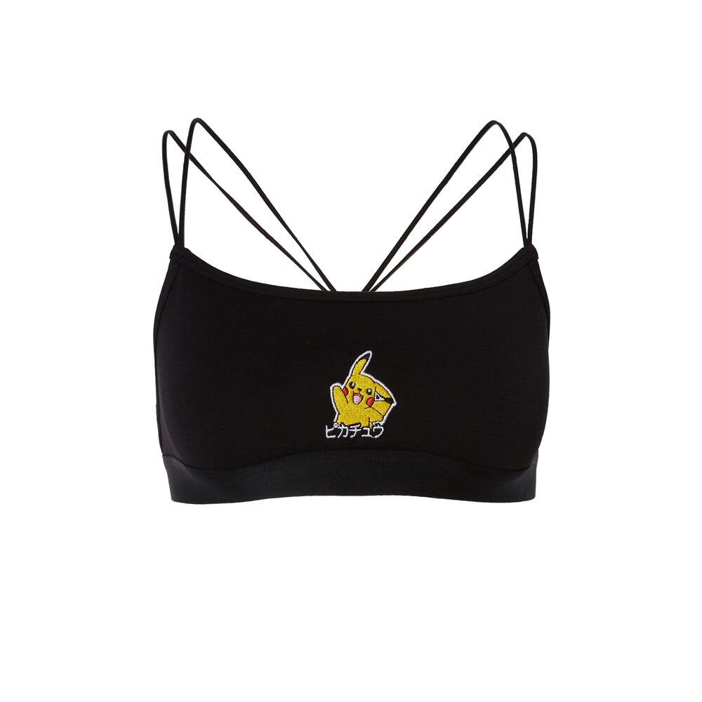 Sujetador con estampado pikachu y detalles de lazos - negro negro.