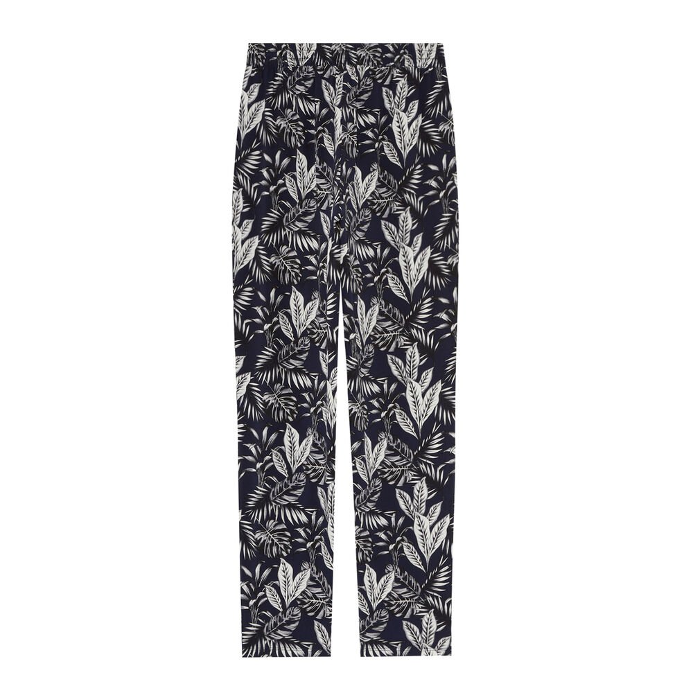 Pantalón con motivos de hojas - azul azul.