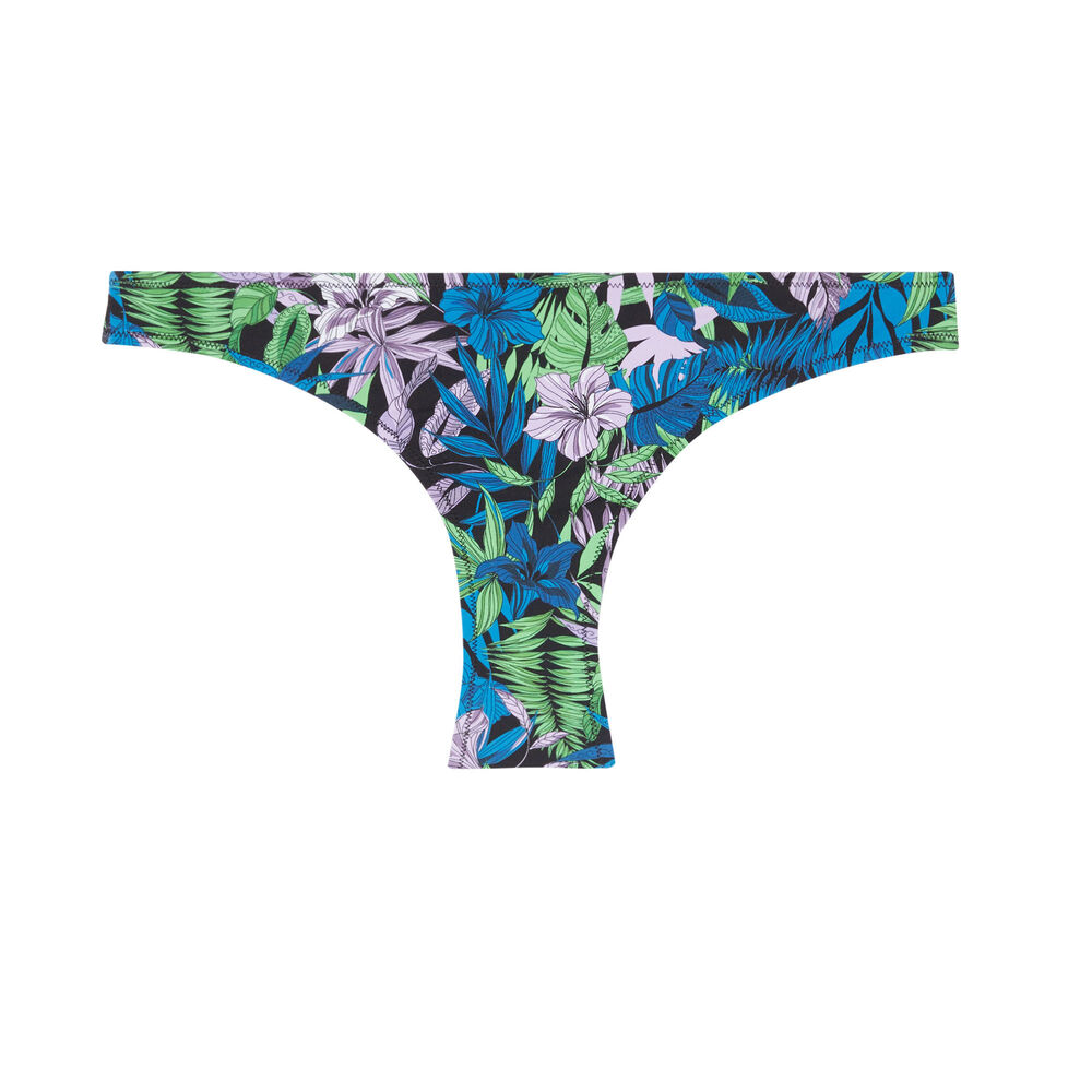 Parte de abajo de bikini braguita con estampado tropical - negra negro.