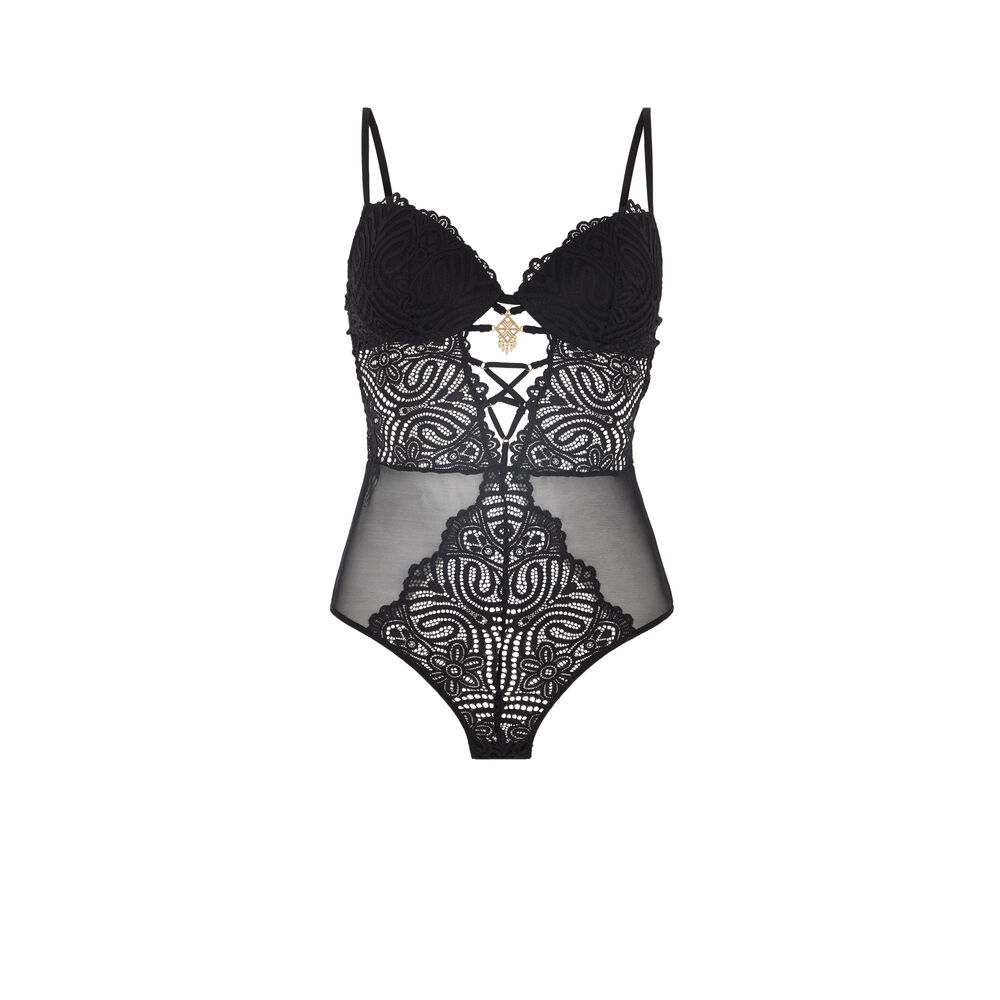 Body push-up de encaje - negro negro.
