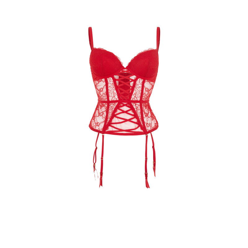 Corsé push-up de encaje solairaliz rojo.