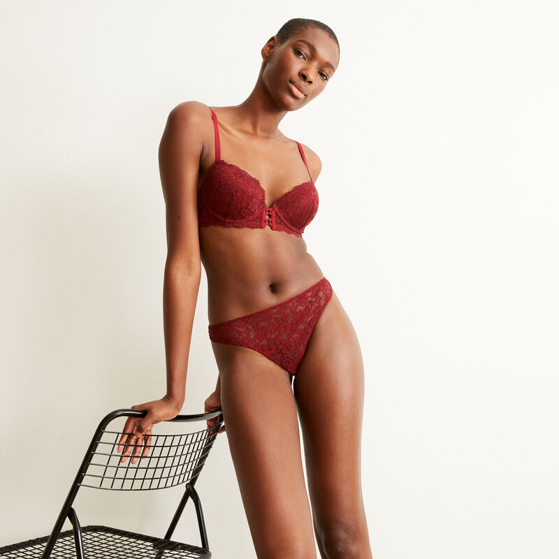 sostén push-up de encaje floral - rojo sostén push-up de encaje floral - rojo;