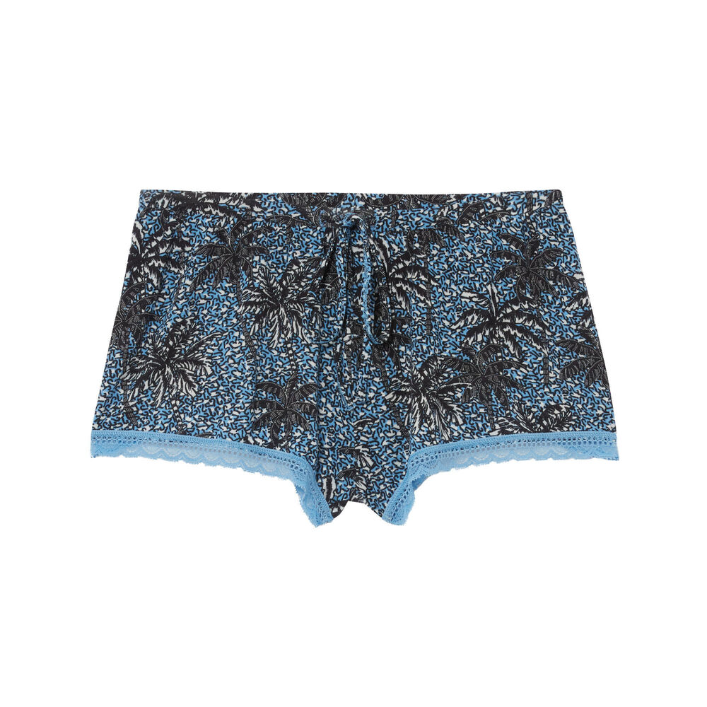 Shorts de punto con motivos de palmera - azul azul.