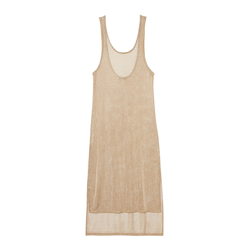 Vestido semilargo transparente - beige beige.