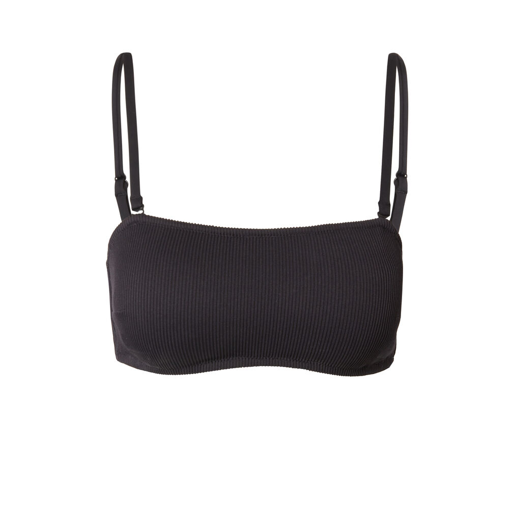 Parte de arriba de bikini bandeau gofrada - negra negro.