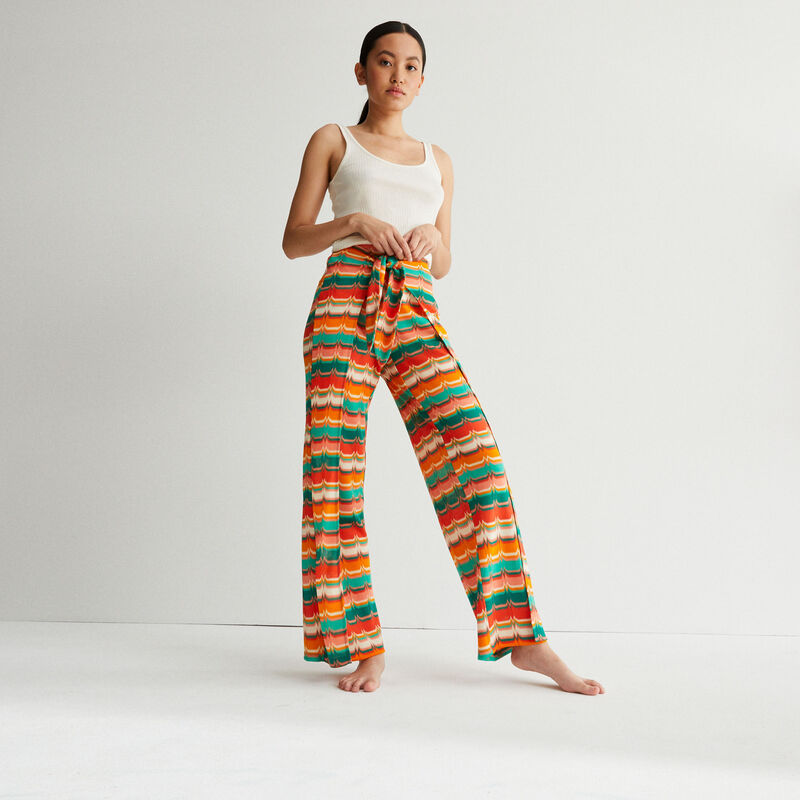 pantalón anudado con motivos - verde pantalón anudado con motivos - verde;