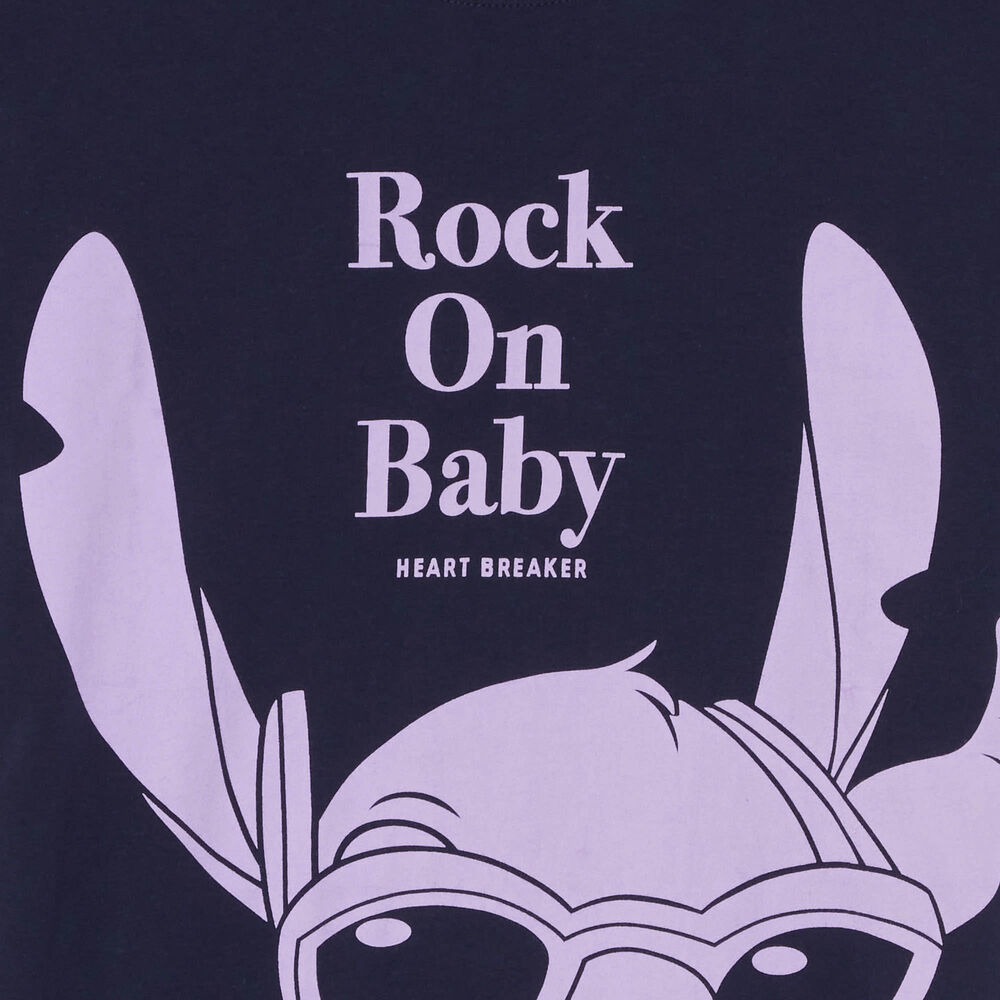 Camiseta larga con estampado de stitch - azul azul.