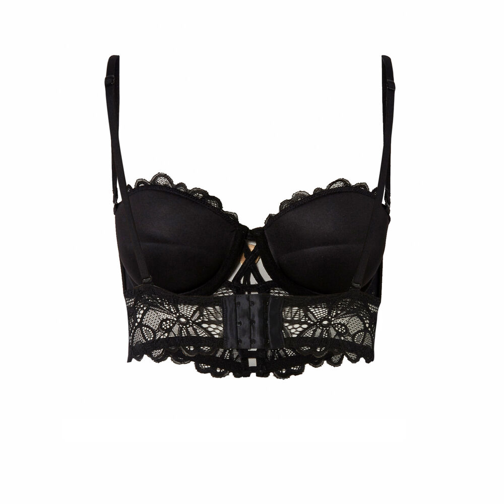 Sujetador corpiño push-up con detalle de medalla - negro negro.