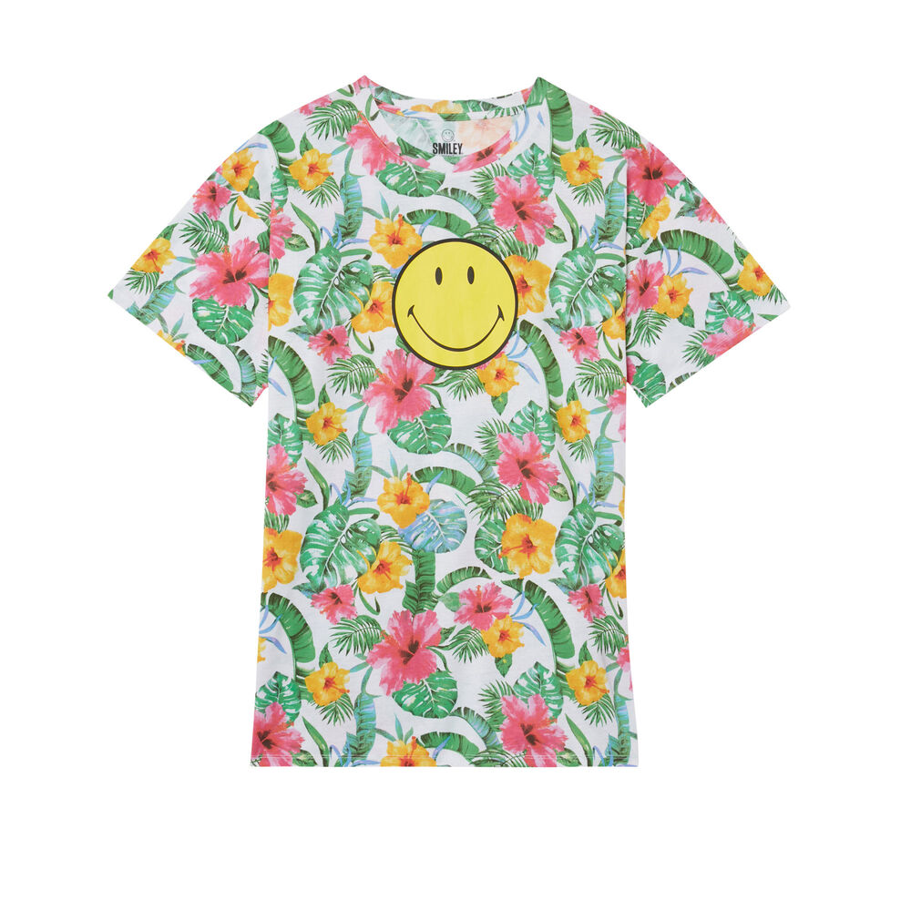 Túnica smiley de flores - blanca blanco.