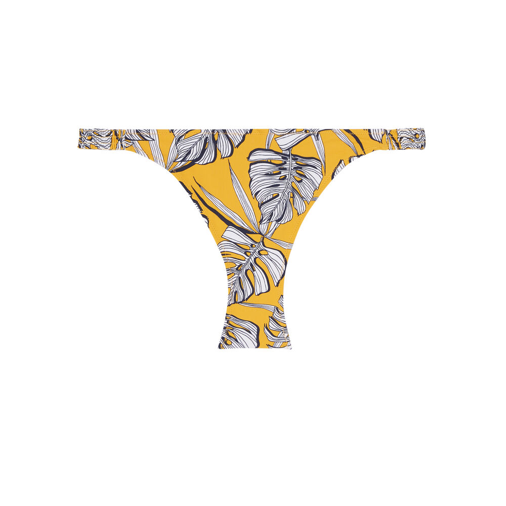 Parte de bañador con detalles fruncidos y dibujos de palmera - amarillo amarillo.