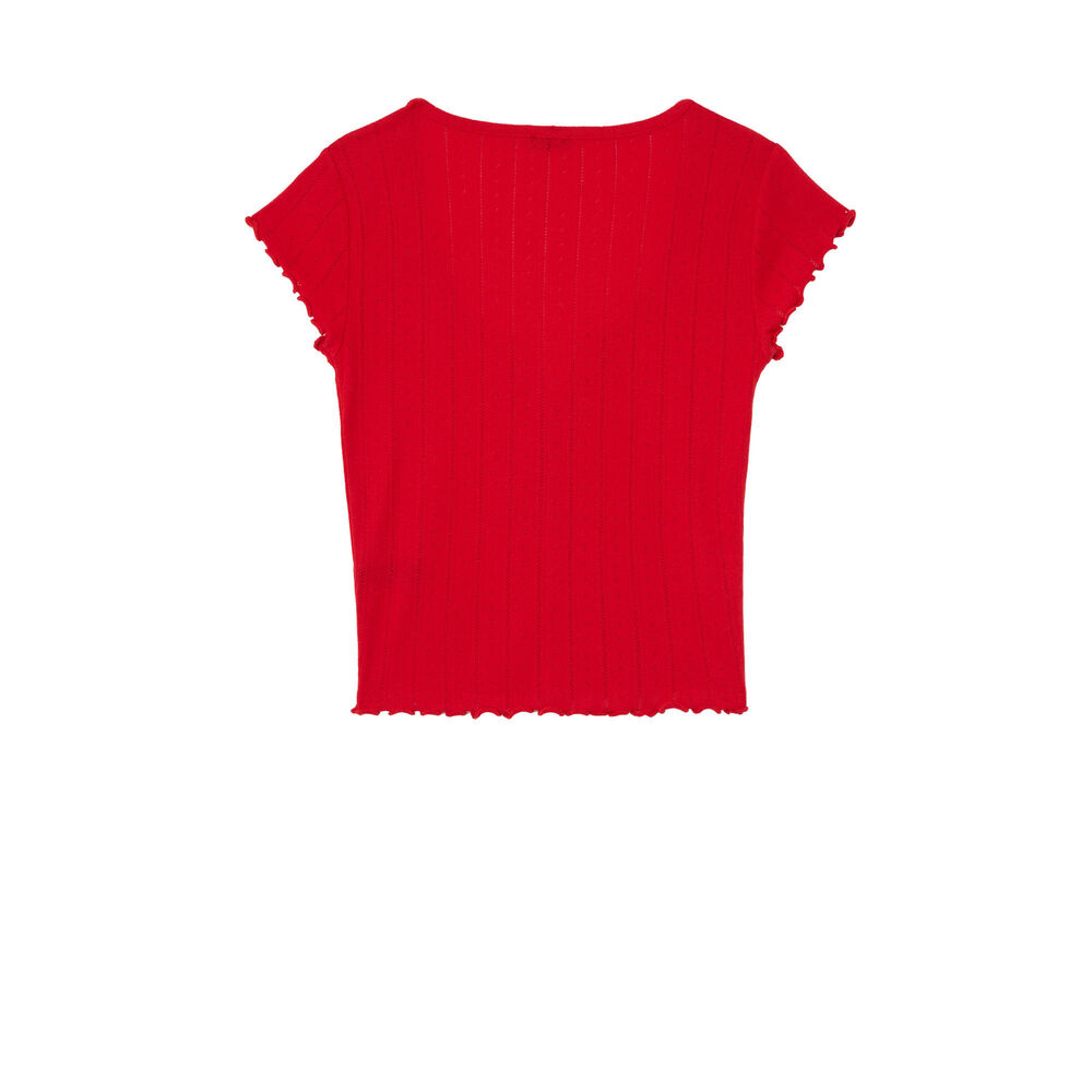 Top de manga corta de punto con puntitos - rojo rojo.