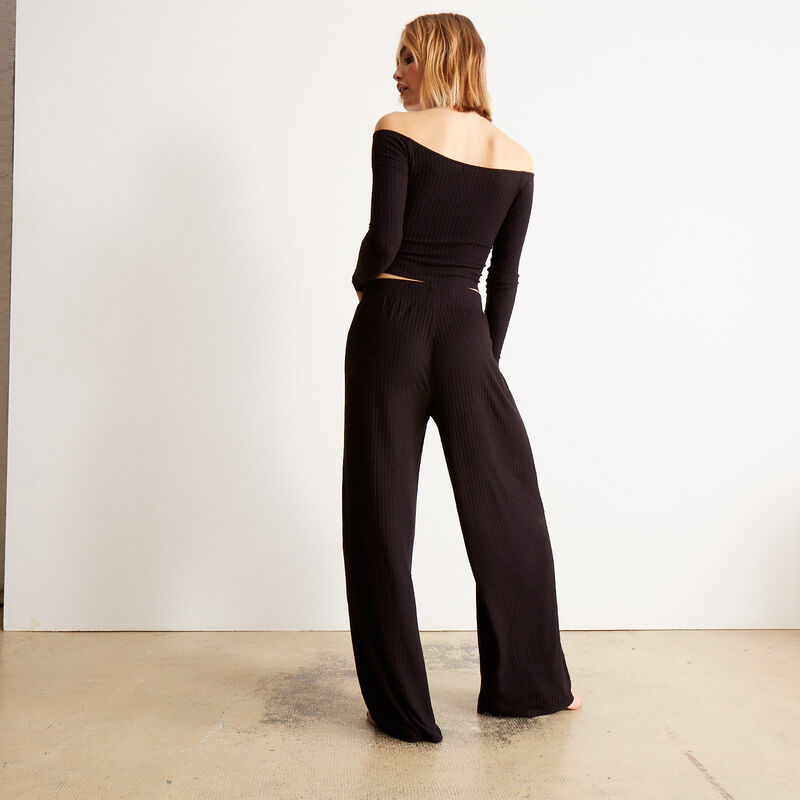 pantalón de malla con cintura elástica - negro pantalón de malla con cintura elástica - negro;