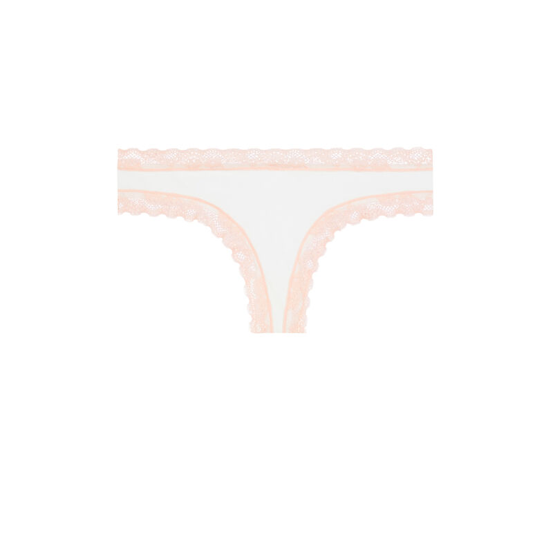 Braguita culotte de algodón blanca con detalle de encaje Braguita culotte de algodón blanca con detalle de encaje;