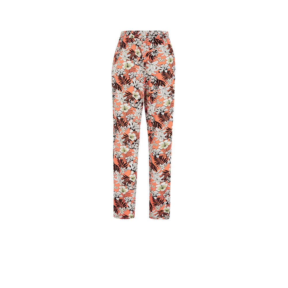 Pantalón con estampado de flores tropicales - naranja naranja.