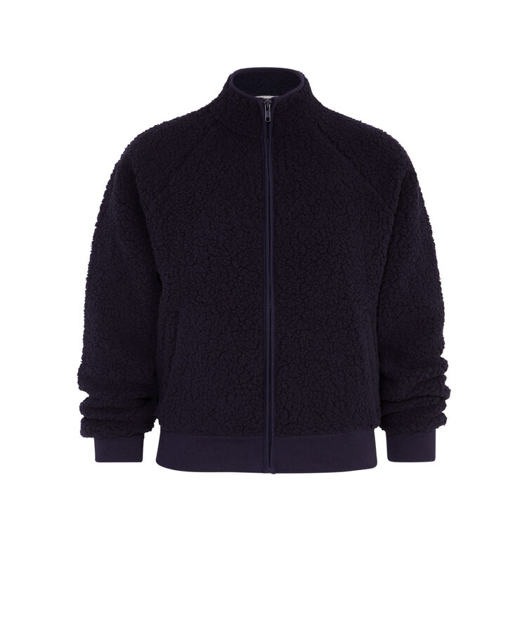 Chaqueta con cremallera de polar sherpaliz azul marino.
