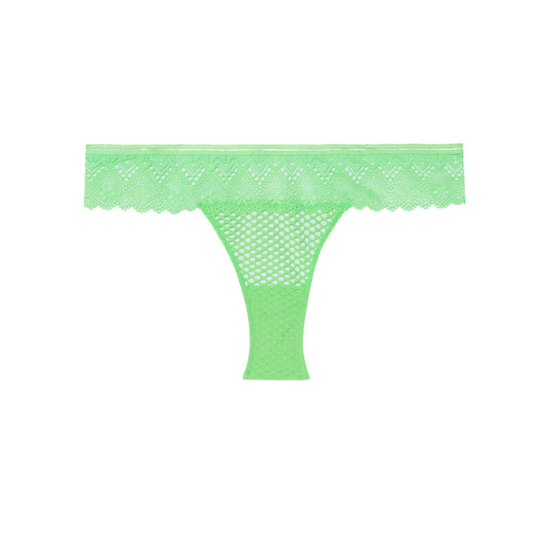Braguita brasileña de encaje y rejilla - verde Braguita brasileña de encaje y rejilla - verde;