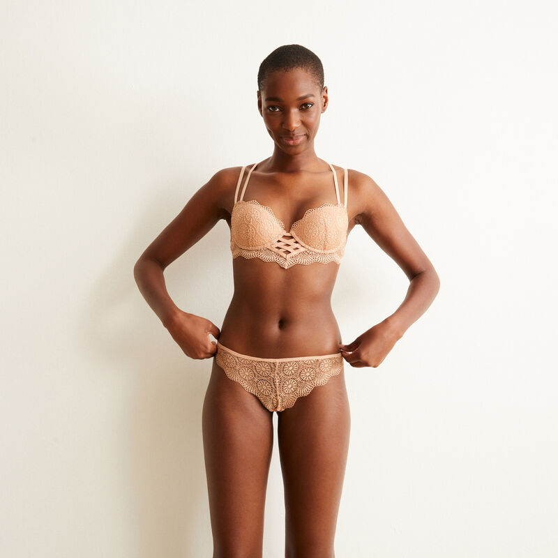 sostén de tipo bustier push-up con detalle de lazos - rosa sostén de tipo bustier push-up con detalle de lazos - rosa;
