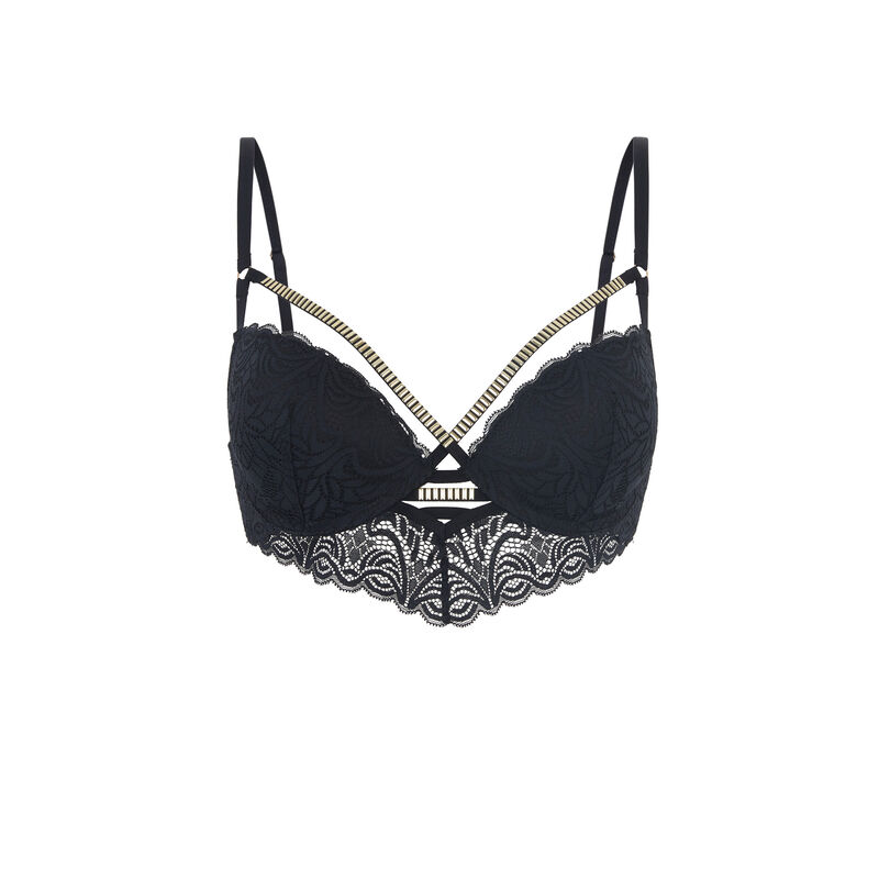 Sujetador push up con detalles de joyitas naraiz noir.