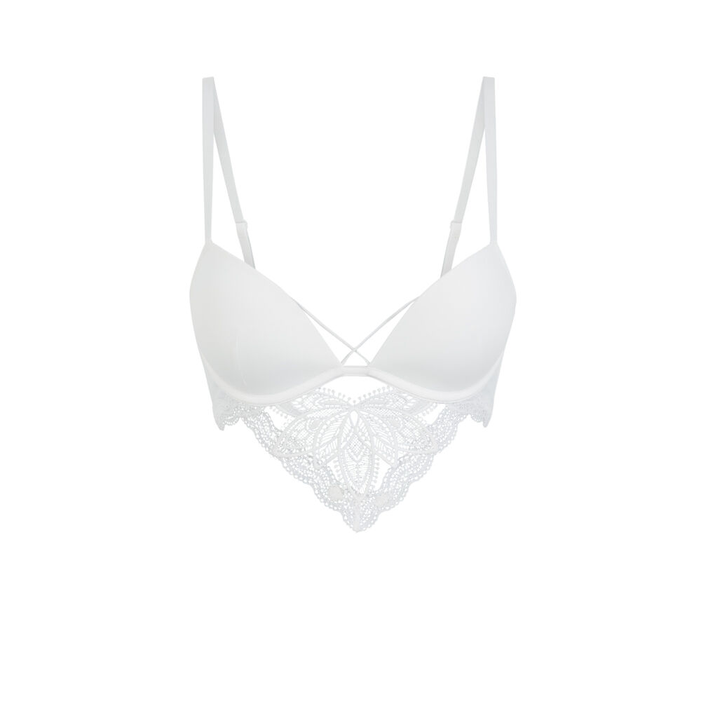 Sujetador push-up de microfibra y encaje - blanco blanco.