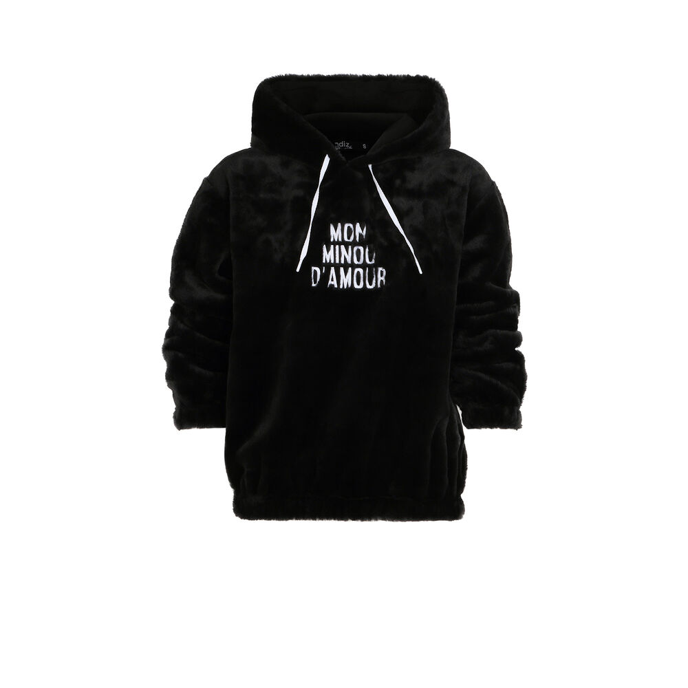 Sudadera polar con mensaje mi gatito amoroso - negro negro.