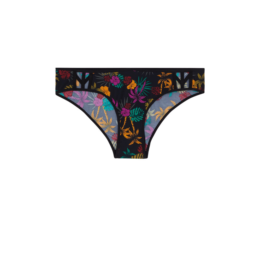 Braguita culotte de microfibra estampada - negra negro.
