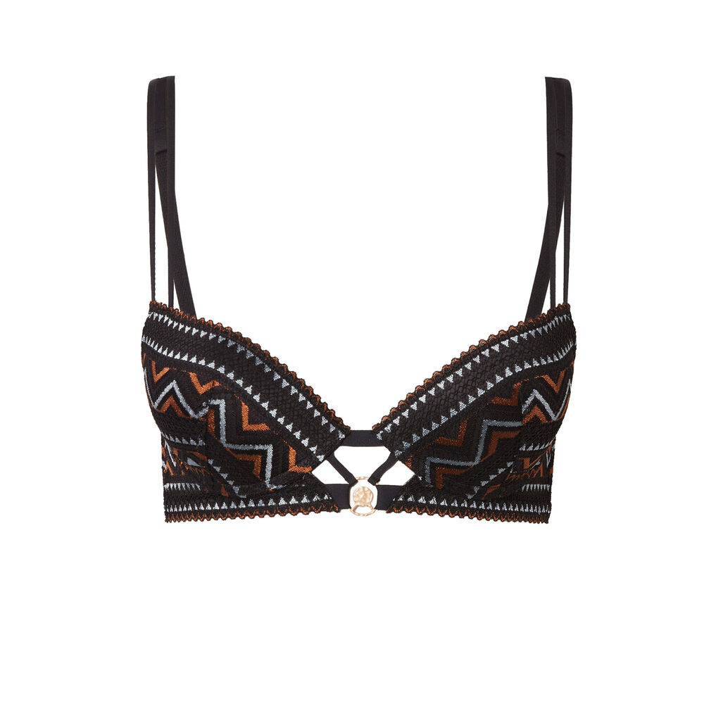 Sujetador push-up de encaje bicolor - negro negro.